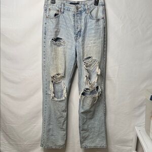 Aeropostale baggy 90’S distresssed ripped up trendy straight leg pants sz 8